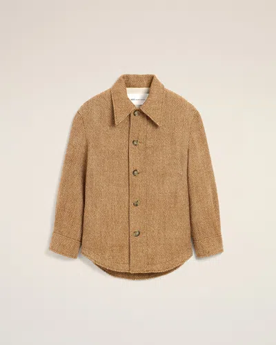 Ami Alexandre Mattiussi Brown Wool Button-down Jacket Brown In Chocolate Brown/ivory