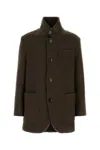 Ami Alexandre Mattiussi Ami High Collar Short Coat In Brown