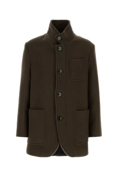 AMI ALEXANDRE MATTIUSSI BROWN WOOL COAT
