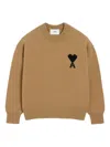 Ami Alexandre Mattiussi Ami Bronze Knit Sweater With Inside-out Seams And Heart Logo In Brown