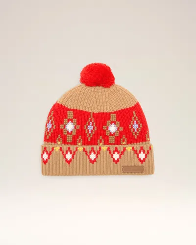 Ami Alexandre Mattiussi Brown Wool Cross Stitch Beannie Brown In Neutral