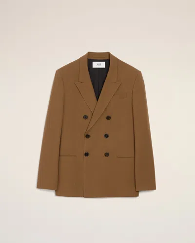 AMI ALEXANDRE MATTIUSSI BROWN WOOL DOUBLE BREASTED JACKET BROWN