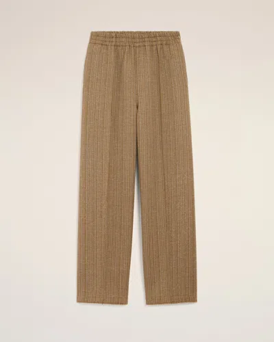 Ami Alexandre Mattiussi Brown Wool Herringbone Elasticated Trousers Brown In Multi