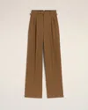 Ami Alexandre Mattiussi Brown Wool High Waist Tabs Wide Trousers Brown