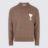 Ami Alexandre Mattiussi Brown Alpaca Ami De Coeur Crewneck Sweater Brown In Gold