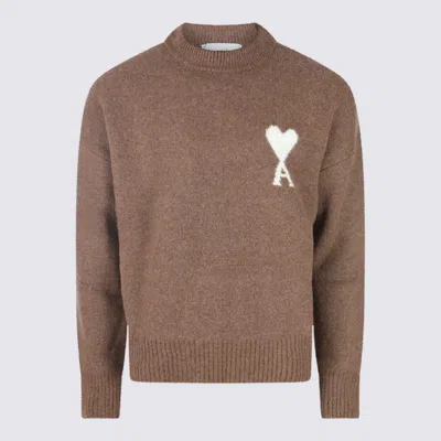 AMI ALEXANDRE MATTIUSSI BROWN WOOL KNITWEAR