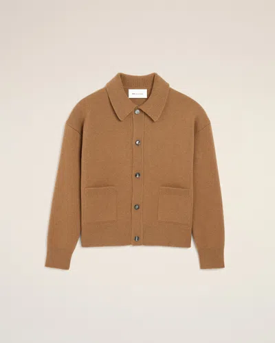 Ami Alexandre Mattiussi Brown Wool Shirt Collar Cardigan Brown In Orange