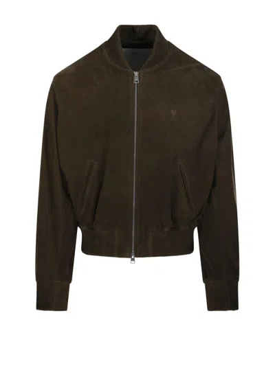 Ami Alexandre Mattiussi Ami Brown Zipped Jacket