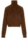 Ami Alexandre Mattiussi Brushed-effect Roll-neck Jumper In Brown