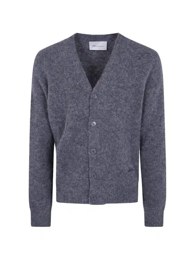 Ami Alexandre Mattiussi Brushed V-neck Cardigan In Gray