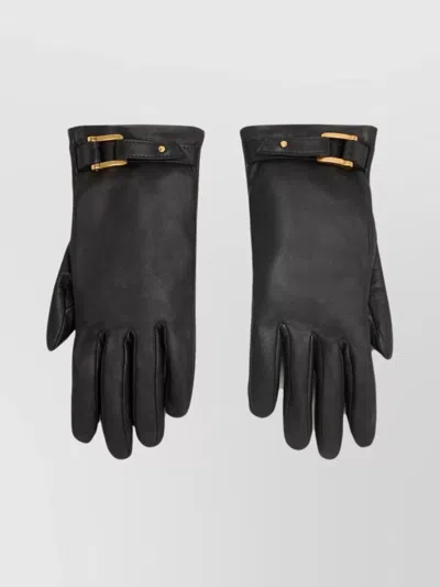 AMI ALEXANDRE MATTIUSSI BUCKLE ACCENT LAMBSKIN GLOVES