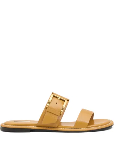 Ami Alexandre Mattiussi Yellow Cow Leather Buckle Sandals Yellow In Brown