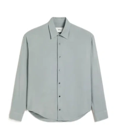Ami Alexandre Mattiussi Buckle Long-sleeved Shirt In Gray