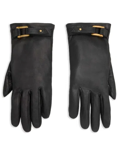AMI ALEXANDRE MATTIUSSI BUCKLED LEATHER GLOVES