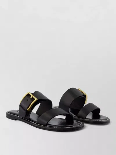 Ami Alexandre Mattiussi Buckled Leather Sandals Flat Sole In Black