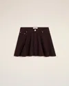 Ami Alexandre Mattiussi Burgundy Cotton Mini Skirt With Godets Red In Eggplant