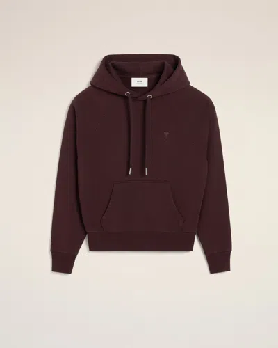 Ami Alexandre Mattiussi Burgundy Cotton Tonal Ami De Coeur Hoodie Red In Eggplant