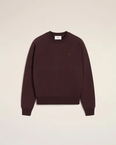 Ami Alexandre Mattiussi Burgundy Cotton Tonal Ami De Coeur Sweatshirt Red In Eggplant