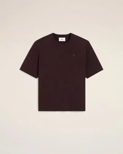 Ami Alexandre Mattiussi Burgundy Cotton Tonal Ami De Coeur T-shirt Red In Eggplant