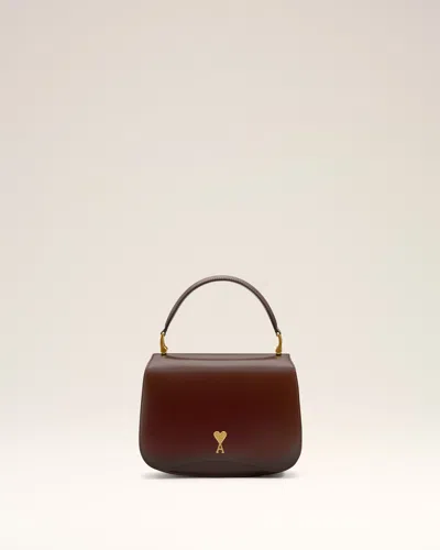 Ami Alexandre Mattiussi Burgundy Glazed Leather Handle Paris Paris Bag Red