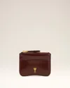 Ami Alexandre Mattiussi Burgundy Glazed Leather Paris Paris Zipped Card Holder Red