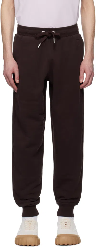 Ami Alexandre Mattiussi Burgundy Jogging Ami De Coeur Sweatpants In 633 Aubergine