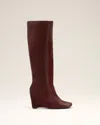 Ami Alexandre Mattiussi Burgundy Leather Bicolor Knee High Boots Red In Red