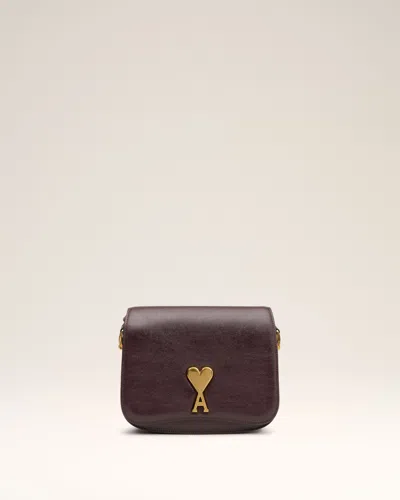 Ami Alexandre Mattiussi Burgundy Leather Paris Paris Bag Red In Eggplant
