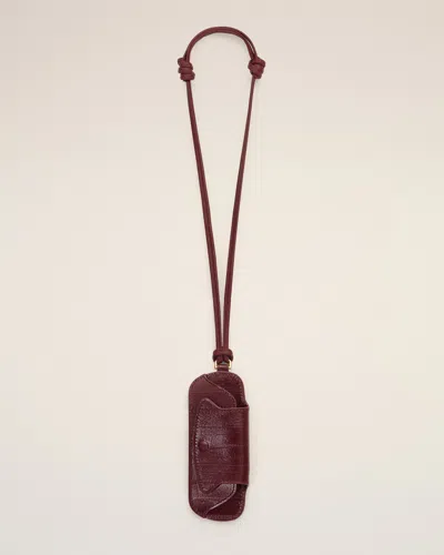 Ami Alexandre Mattiussi Burgundy Mimi Cow Leather Glasses Case Red In Dark Cherry