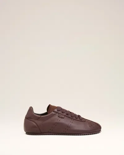 Ami Alexandre Mattiussi Burgundy Smooth Leather Low Top Step Sneakers Red