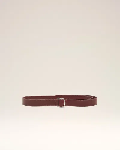 Ami Alexandre Mattiussi Burgundy Supple Leather Double Buckle 35mm Belt  Red