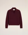 Ami Alexandre Mattiussi Bordeaux Polo Shirt With Woven Design In Wool Woman In Burgundy