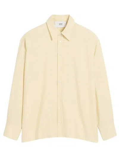 AMI ALEXANDRE MATTIUSSI BUTTER-COLORED LOOSE-FITTING SHIRT