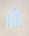 Ami Alexandre Mattiussi Adc Button-down Collar Logo-embroidered Striped Cotton Oxford Shirt In Sky Blue