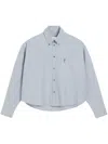 Ami Alexandre Mattiussi Blue Cotton Button-down Cropped Oversized Shirt Blue In Blue