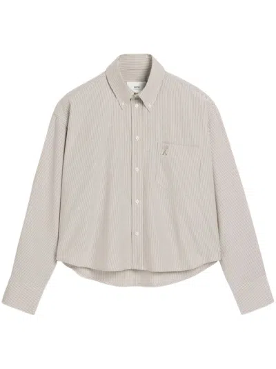 Ami Alexandre Mattiussi Button-down Cropped Shirt In Neutrals