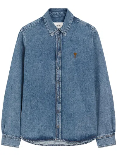 AMI ALEXANDRE MATTIUSSI BUTTON-DOWN DENIM SHIRT