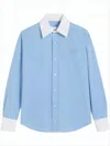 Ami Alexandre Mattiussi Button-down Shirt With Contrasting Collar And Cuffs In Blue