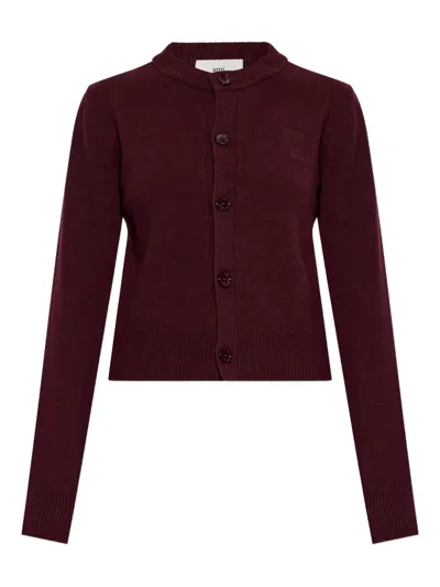 AMI ALEXANDRE MATTIUSSI BUTTON EMBROIDERED CARDIGAN