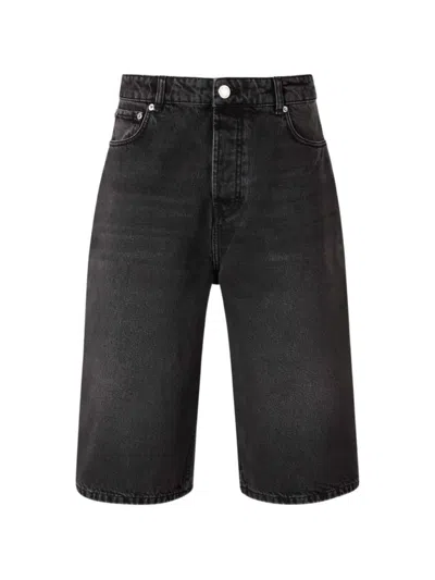 Ami Alexandre Mattiussi Large Fit Bermuda Shorts Used Denim Trousers Black In Brown