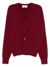 Ami Alexandre Mattiussi Button-front Logo-embroidery Cardigan In Red