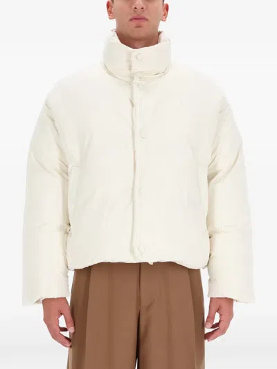 Ami Alexandre Mattiussi High-necked Long-sleeved Cotton Coat In Neutral