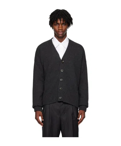 Ami Alexandre Mattiussi Button Long-sleeved Cardigan In Black