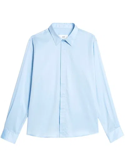 Ami Alexandre Mattiussi Button-up Long-sleeved Shirt In Blue