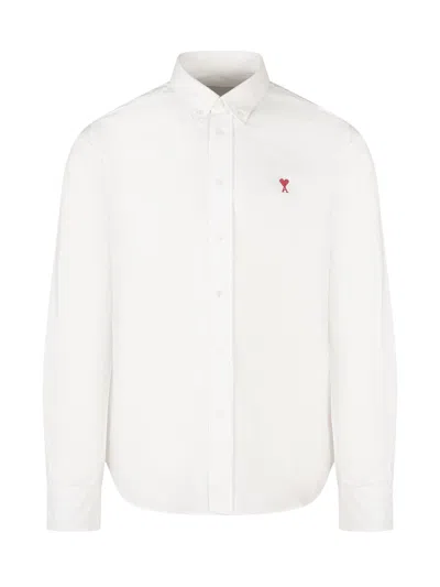 Ami Alexandre Mattiussi Button-down Heart Shirt In Blanc Naturel