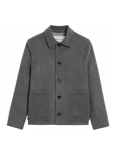 Ami Alexandre Mattiussi Button-down Wool-cashmere Jacket In Gray