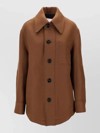 Ami Alexandre Mattiussi Buttoned Jacket Chest Pocket Long Sleeves In Brown