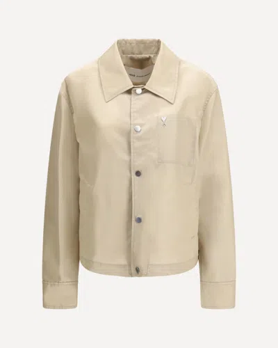 Ami Alexandre Mattiussi Ami Paris Women Buttoned Jacket With Ami De Coeur Stud In White