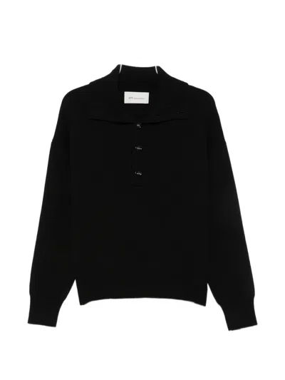 Ami Alexandre Mattiussi Ami Paris High-neck Buttoned Merino Wool Sweater In Black