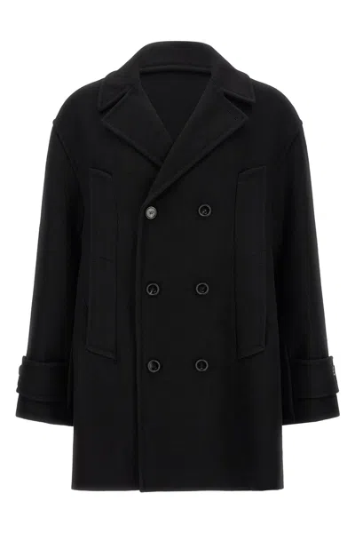 Ami Alexandre Mattiussi Virgin Wool Double-breasted Caban Jacket In Black